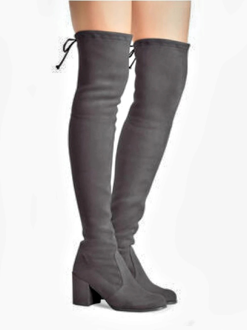 Stuart Weitzman Tieland Over-the-Knee Boot Boots in Slate Gray Suede